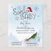 サンタベビークリスマスバジェットベビーシャワー招待状 (正面)