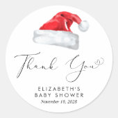 サンタベビークリスマスベビーシャワーありがとう ラウンドシール (正面)