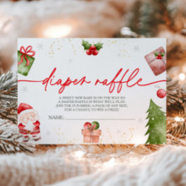 サンタベビークリスマスベビーシャワーおむつラッフル エンクロージャーカード