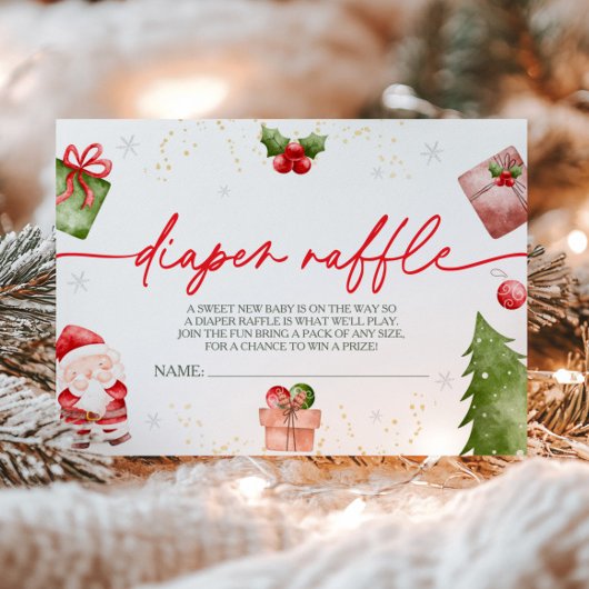 サンタベビークリスマスベビーシャワーおむつラッフル エンクロージャーカード