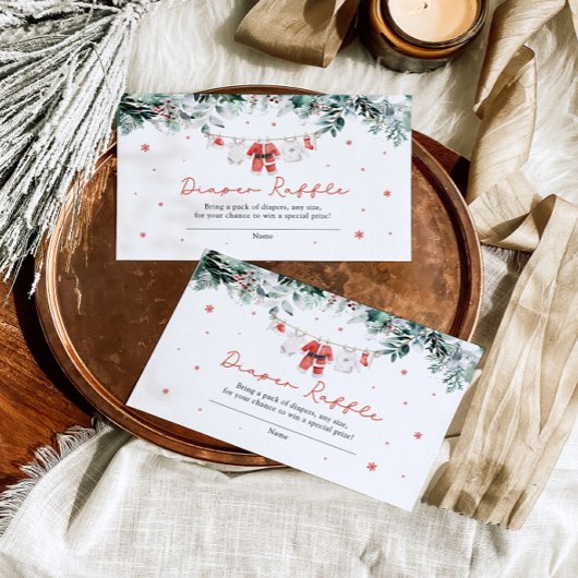 サンタベビークリスマスベビーシャワーおむつラッフル エンクロージャーカード