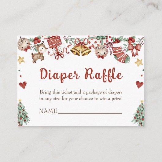 サンタベビークリスマスベビーシャワーおむつラッフル エンクロージャーカード (正面)