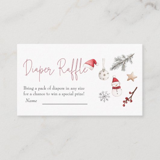 サンタベビークリスマスベビーシャワーおむつラッフル エンクロージャーカード (正面)