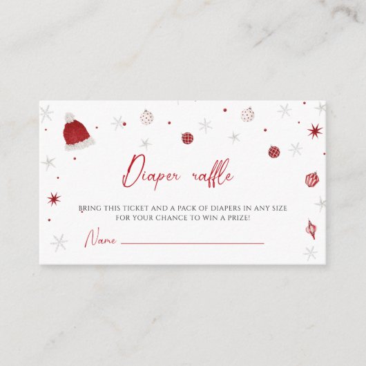 サンタベビークリスマスベビーシャワーおむつラッフル エンクロージャーカード (正面)