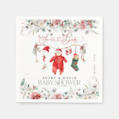 サンタベビークリスマスベビーシャワーへようこそ スタンダードカクテルナプキン (正面)