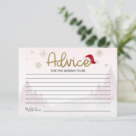 サンタベビークリスマスベビーシャワーアドバイスカード 招待状 (スタンド正面)