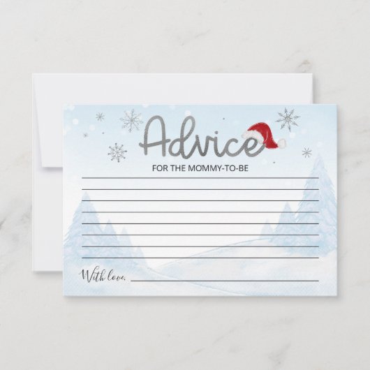 サンタベビークリスマスベビーシャワーアドバイスカード 招待状 (正面)