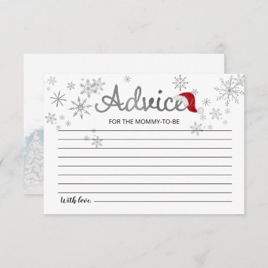 サンタベビークリスマスベビーシャワーアドバイスカード 招待状 (正面/裏面)