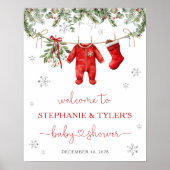 サンタベビークリスマスベビーシャワーウェルカムサイン ポスター (正面)