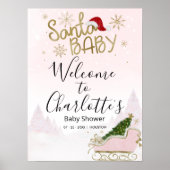 サンタベビークリスマスベビーシャワーウェルカムサイン ポスター (正面)