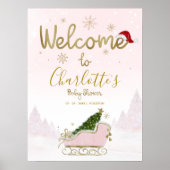 サンタベビークリスマスベビーシャワーウェルカムサイン ポスター (正面)