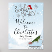 サンタベビークリスマスベビーシャワーウェルカムサイン ポスター (正面)