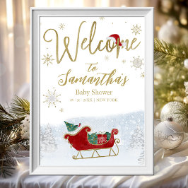 サンタベビークリスマスベビーシャワーウェルカムサイン ポスター