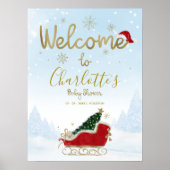 サンタベビークリスマスベビーシャワーウェルカムサイン ポスター (正面)