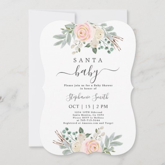 サンタベビークリスマスベビーシャワーガール招待状 招待状 (正面)