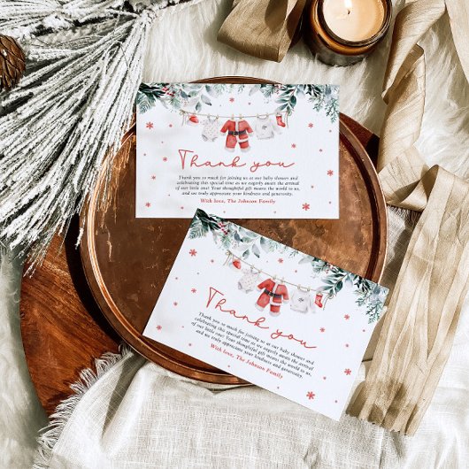 サンタベビークリスマスベビーシャワーサンキューカード サンキューカード