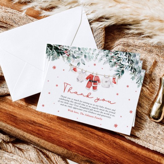 サンタベビークリスマスベビーシャワーサンキューカード 招待状