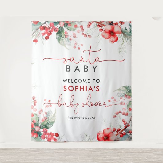 サンタベビークリスマスベビーシャワータペストリー タペストリー (正面)