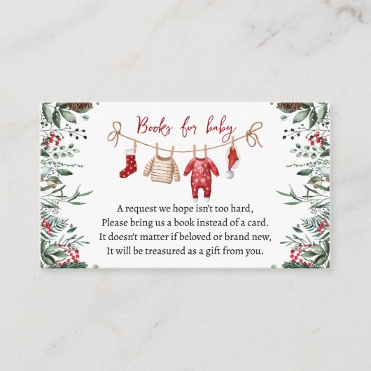 サンタベビークリスマスベビーシャワーブックリクエスト エンクロージャーカード (正面)