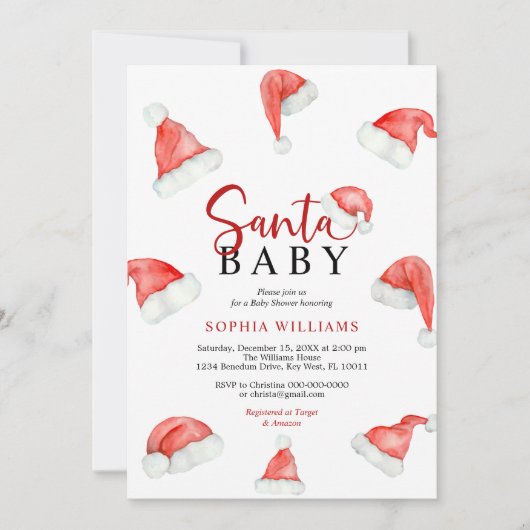 サンタベビークリスマスベビーシャワー招待状 招待状 (正面)