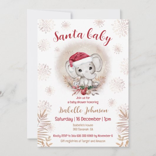 サンタベビークリスマスベビーシャワー招待状 招待状 (正面)