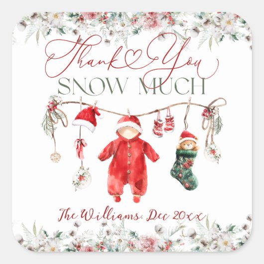 サンタベビークリスマスベビーシャワー男女兼用 スクエアシール (正面)