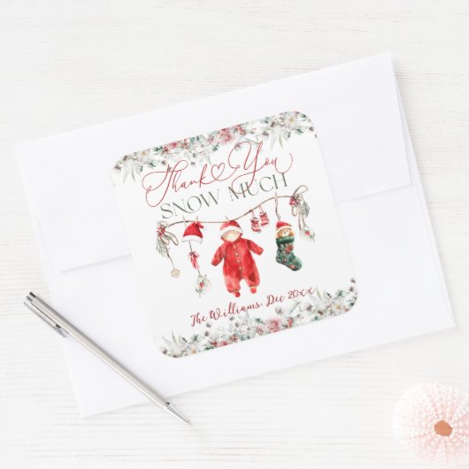 サンタベビークリスマスベビーシャワー男女兼用 スクエアシール (封筒)