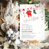 サンタベビークリスマスベビーシャワー男女兼用 招待状