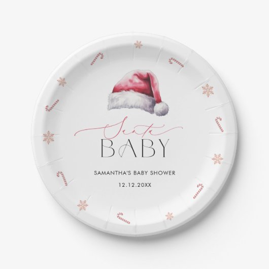 サンタベビークリスマスベビーシャワー紙プレート ペーパープレート (正面)