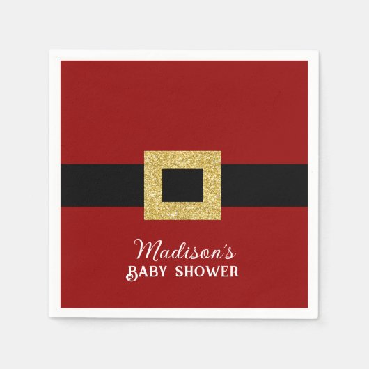 サンタベビークリスマスベビーシャワー スタンダードカクテルナプキン (正面)