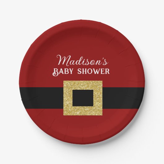 サンタベビークリスマスベビーシャワー ペーパープレート (正面)