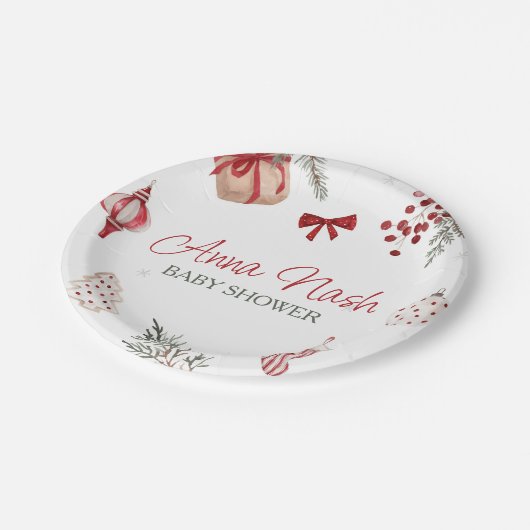 サンタベビークリスマスベビーシャワー ペーパープレート (アングル)