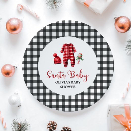 サンタベビークリスマスベビーシャワー ペーパープレート