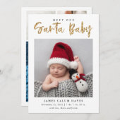 サンタベビークリスマスホリデーベビーフォト誕生 案内状 (正面/裏面)