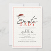 サンタベビークリスマスホリデーミニマルベビーシャワー 招待状 (正面)