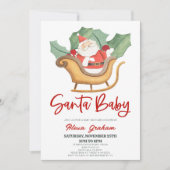 サンタベビークリスマスホリーサンタクロース赤ちゃんシャワー 招待状 (正面)
