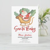 サンタベビークリスマスホリーサンタクロース赤ちゃんシャワー 招待状 (スタンド正面)