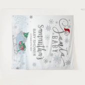 サンタベビークリスマスボーイ赤ちゃんシャワー背景 タペストリー (正面(横))