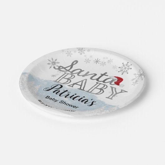 サンタベビークリスマスボーイ赤ちゃんシャワー ペーパープレート (アングル)