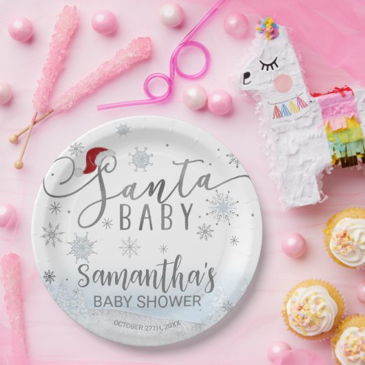 サンタベビークリスマスボーイ赤ちゃんシャワー ペーパープレート (パーティー)