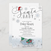 サンタベビークリスマスボーイ赤ちゃんシャワー 招待状 (正面/裏面)
