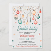 サンタベビークリスマスボールオーナメントベビーシャワー 招待状 (正面)