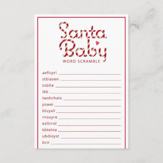 サンタベビークリスマスワードスクランブルゲーム エンクロージャーカード (正面)