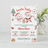 サンタベビークリスマス雪だるまベビーシャワーパーティー 招待状 (スタンド正面)
