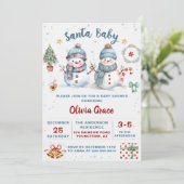 サンタベビークリスマス雪だるまベビーシャワーパーティー 招待状 (スタンド正面)