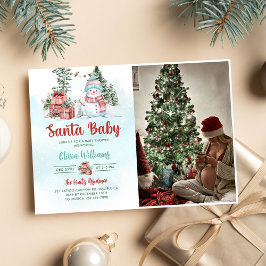 サンタベビークリスマス雪だるま赤ちゃんシャワー写真 招待状