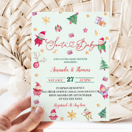 サンタベビーグリーンリーベビーシャワー 招待状