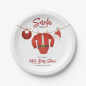 サンタベビーシャワークリスマスホリデーウィンターウェルカム ペーパープレート (正面)