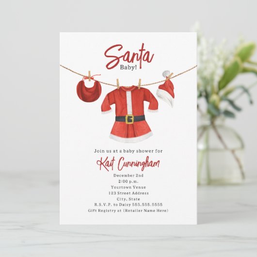 サンタベビーシャワードレスクリスマスウィンターガール 招待状 (スタンド正面)