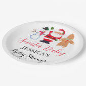 サンタベビーシャワーレッドかわいいシンプル冬の雪 ペーパープレート (アングル)